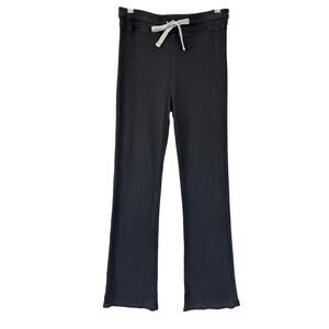 Monrow Lounge Flare Pants Ribbed Knit Black Size Small